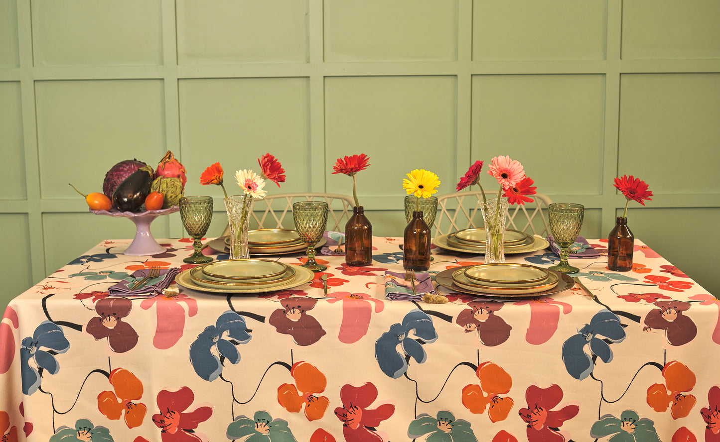 Retro Flowers Tablecloth