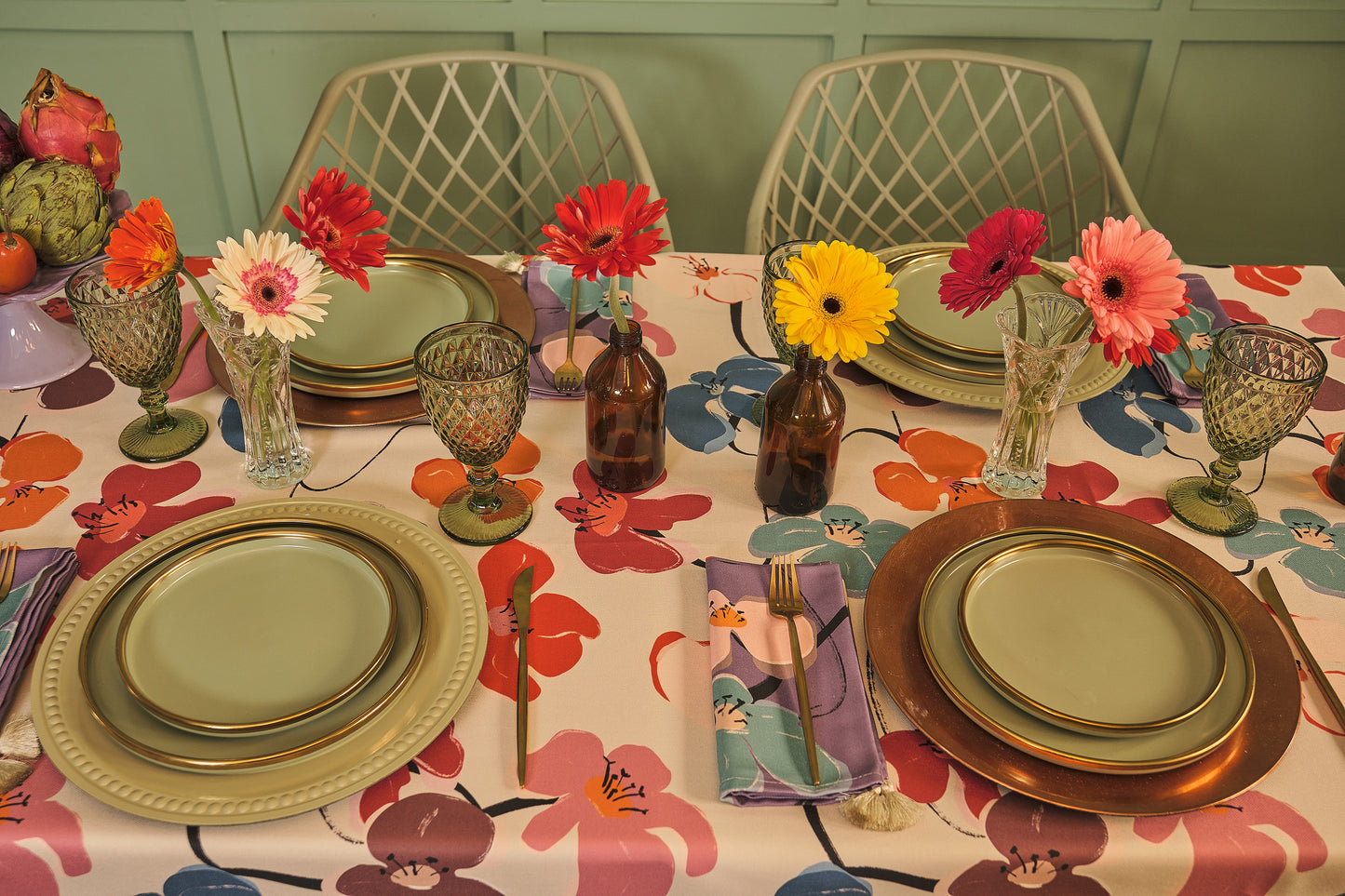 Retro Flowers Tablecloth