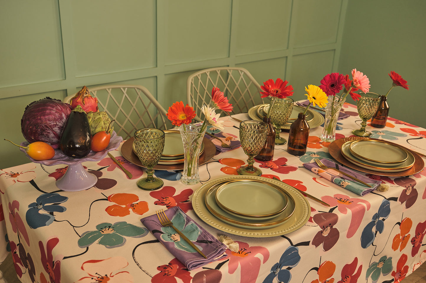 Retro Flowers Tablecloth