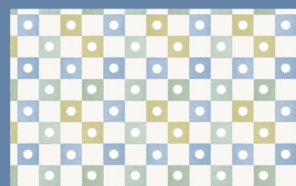Grid Blue Table Runner