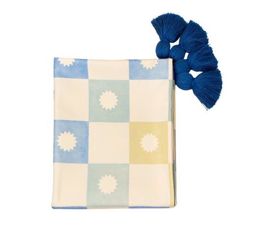 Grid Blue Table Runner